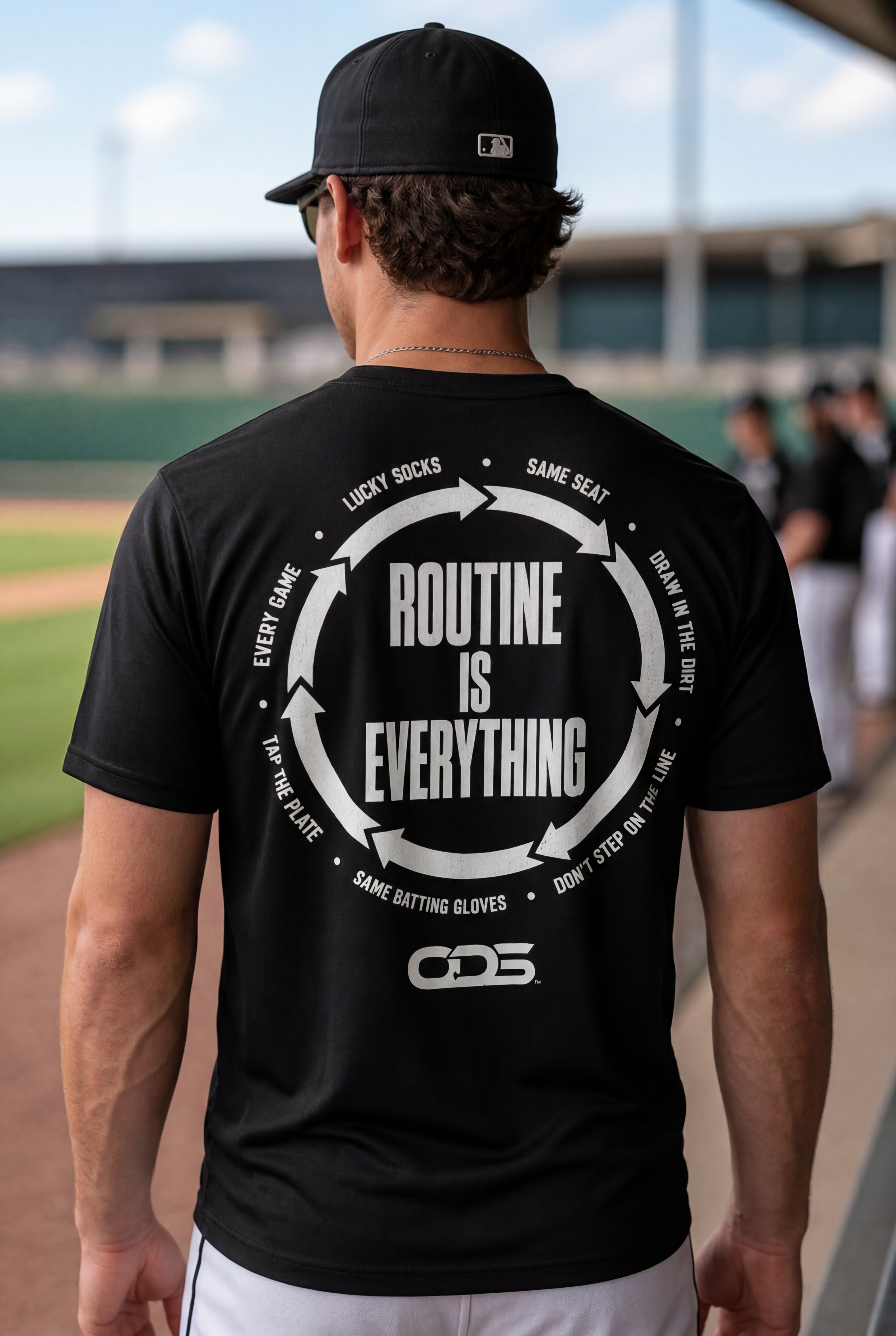 ODS Routine Is Everything Tee — black, back print